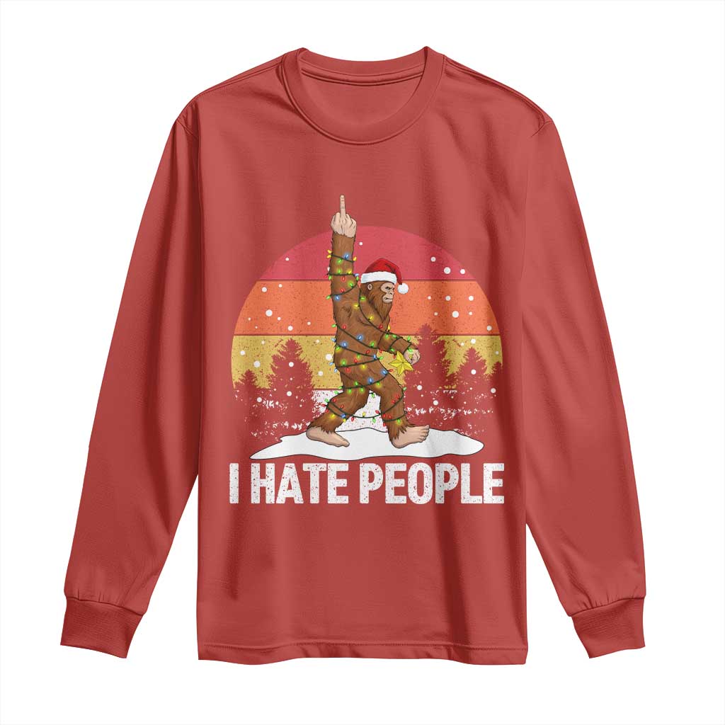 Funny Bigfoot Christmas Long Sleeve Shirt I Hate People TS14 Red Print Your Wear