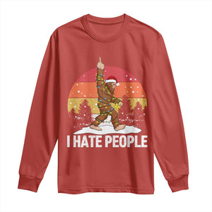 Funny Bigfoot Christmas Long Sleeve Shirt I Hate People TS14 Red Print Your Wear