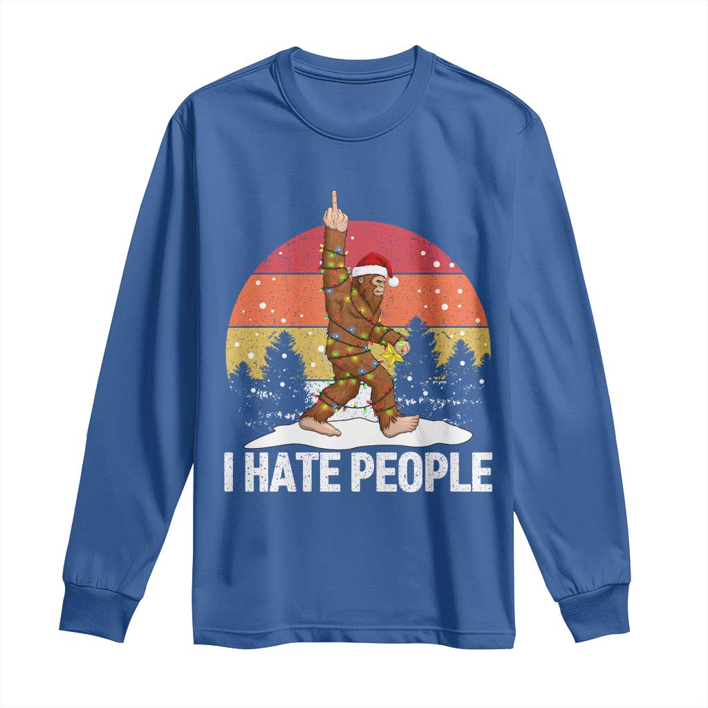 Funny Bigfoot Christmas Long Sleeve Shirt I Hate People TS14 Royal Blue Print Your Wear