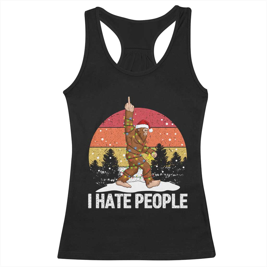 Funny Bigfoot Christmas Racerback Tank Top I Hate People TS14 Black Print Your Wear