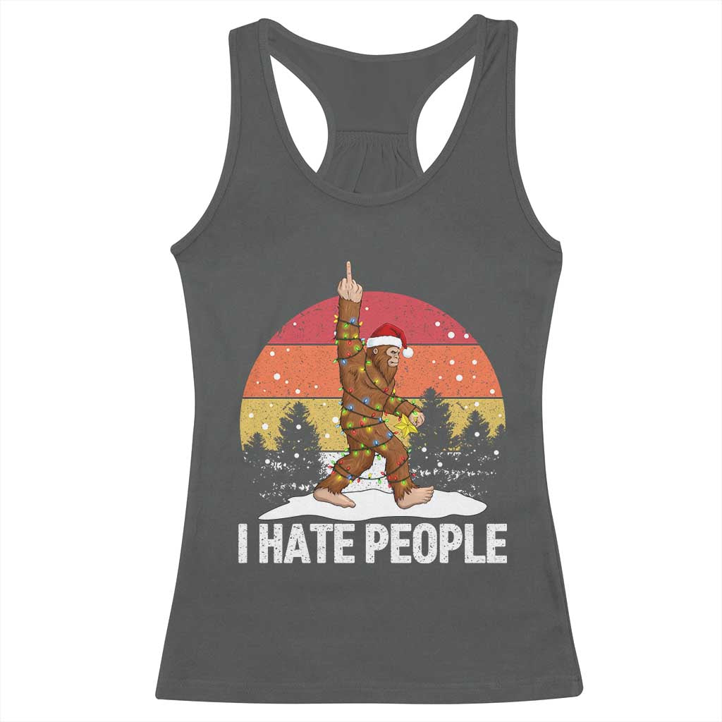 Funny Bigfoot Christmas Racerback Tank Top I Hate People TS14 Dark Heather Print Your Wear