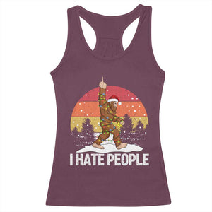 Funny Bigfoot Christmas Racerback Tank Top I Hate People TS14 Maroon Print Your Wear