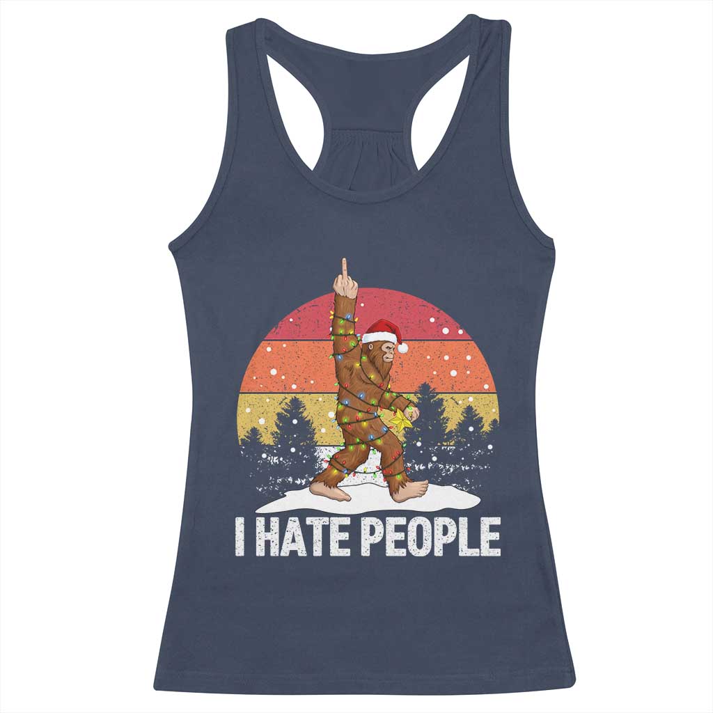 Funny Bigfoot Christmas Racerback Tank Top I Hate People TS14 Navy Print Your Wear