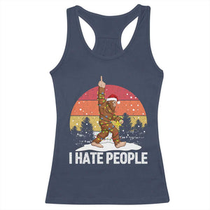 Funny Bigfoot Christmas Racerback Tank Top I Hate People TS14 Navy Print Your Wear