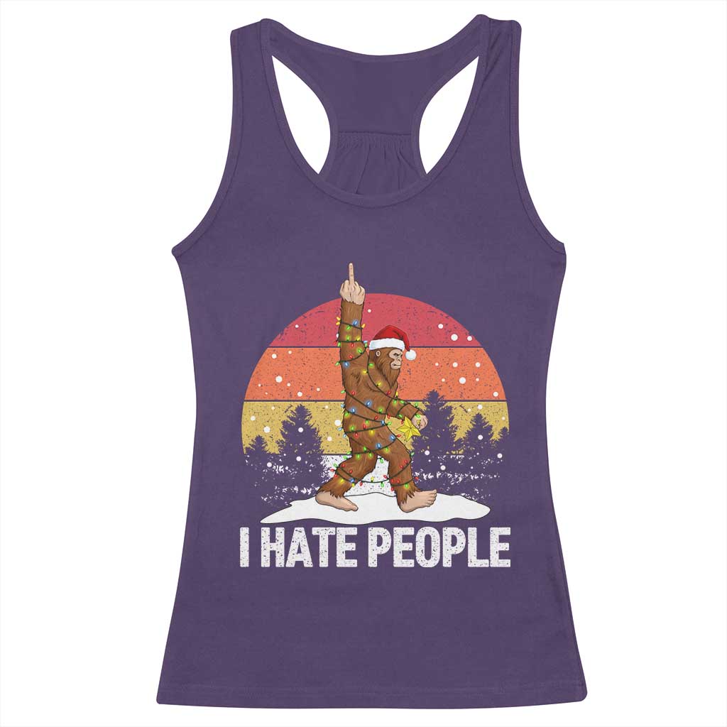 Funny Bigfoot Christmas Racerback Tank Top I Hate People TS14 Purple Print Your Wear