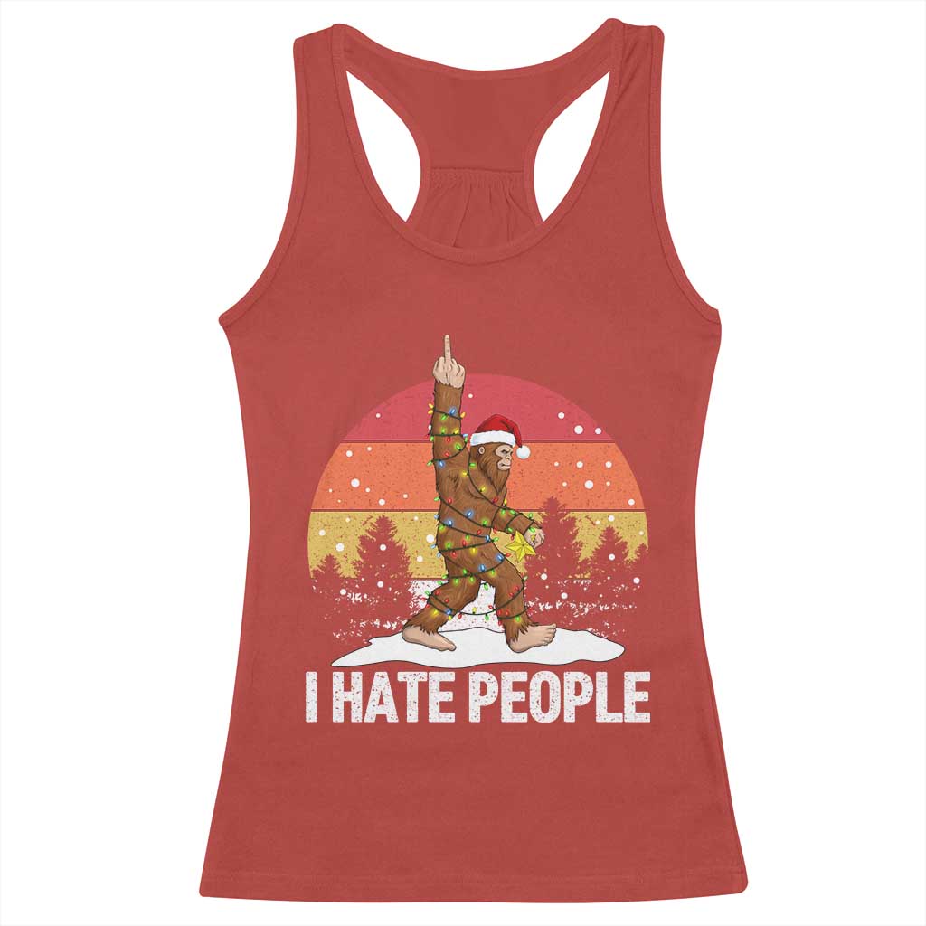 Funny Bigfoot Christmas Racerback Tank Top I Hate People TS14 Red Print Your Wear