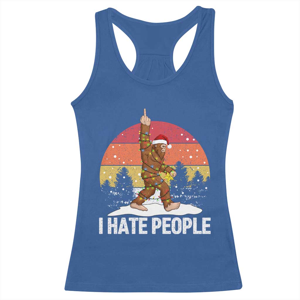 Funny Bigfoot Christmas Racerback Tank Top I Hate People TS14 Royal Blue Print Your Wear