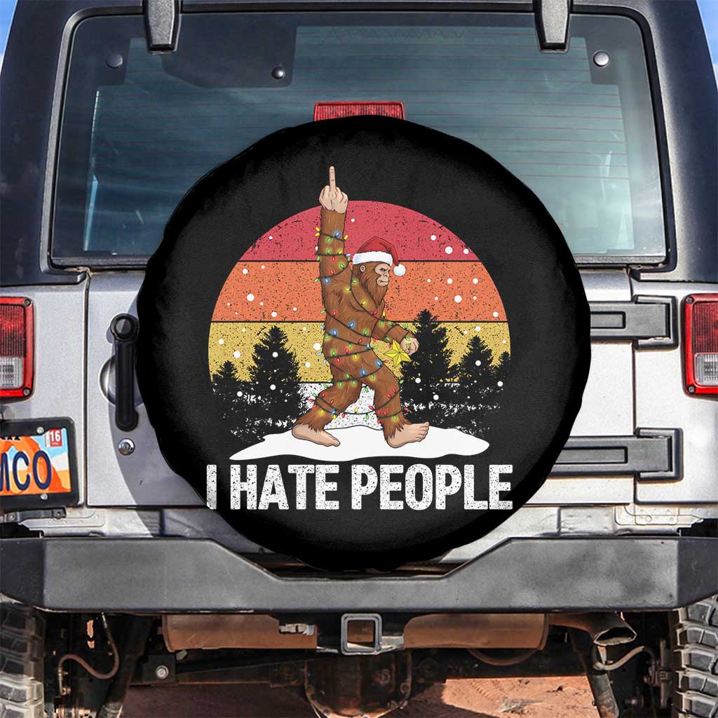 Funny Bigfoot Christmas Spare Tire Cover I Hate People TS14 No hole Black Print Your Wear