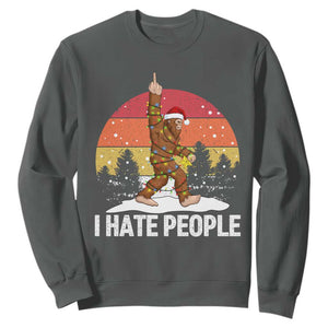Funny Bigfoot Christmas Sweatshirt I Hate People TS14 Dark Heather Print Your Wear