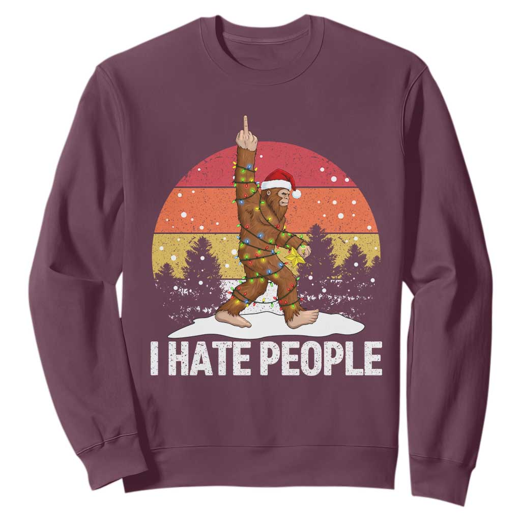 Funny Bigfoot Christmas Sweatshirt I Hate People TS14 Maroon Print Your Wear