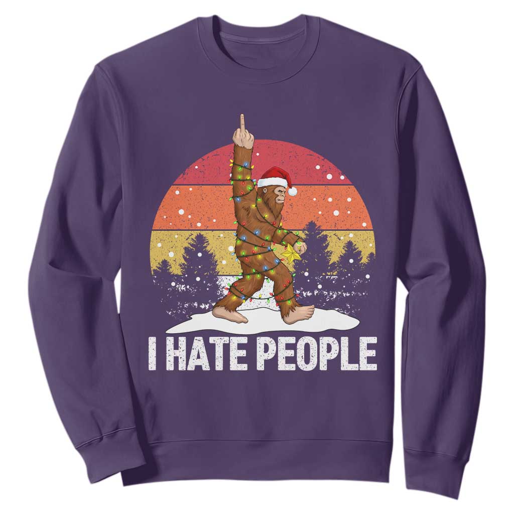 Funny Bigfoot Christmas Sweatshirt I Hate People TS14 Purple Print Your Wear