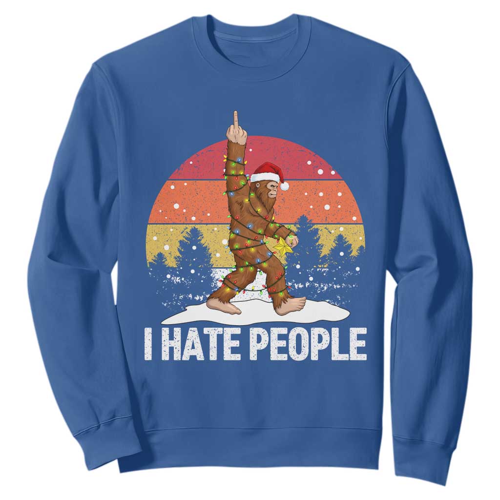 Funny Bigfoot Christmas Sweatshirt I Hate People TS14 Royal Blue Print Your Wear