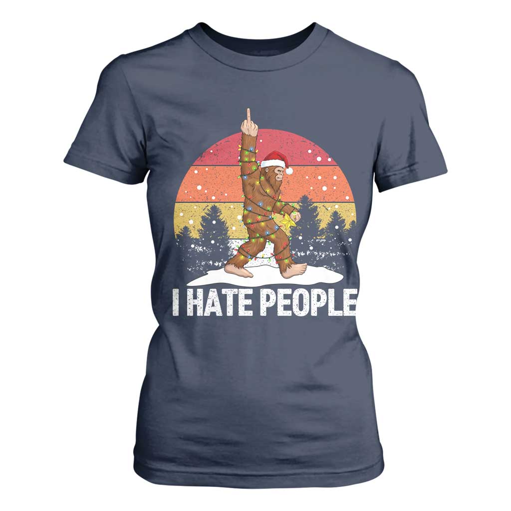 Funny Bigfoot Christmas T Shirt For Women I Hate People TS14 Navy Print Your Wear