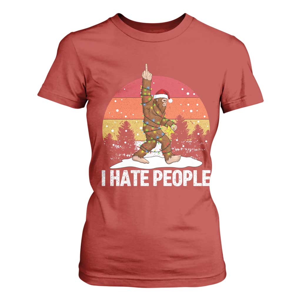 Funny Bigfoot Christmas T Shirt For Women I Hate People TS14 Red Print Your Wear