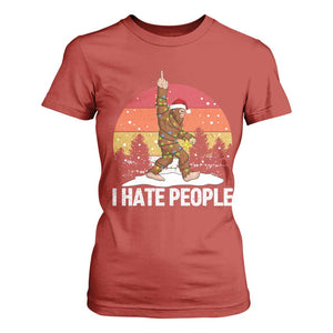 Funny Bigfoot Christmas T Shirt For Women I Hate People TS14 Red Print Your Wear