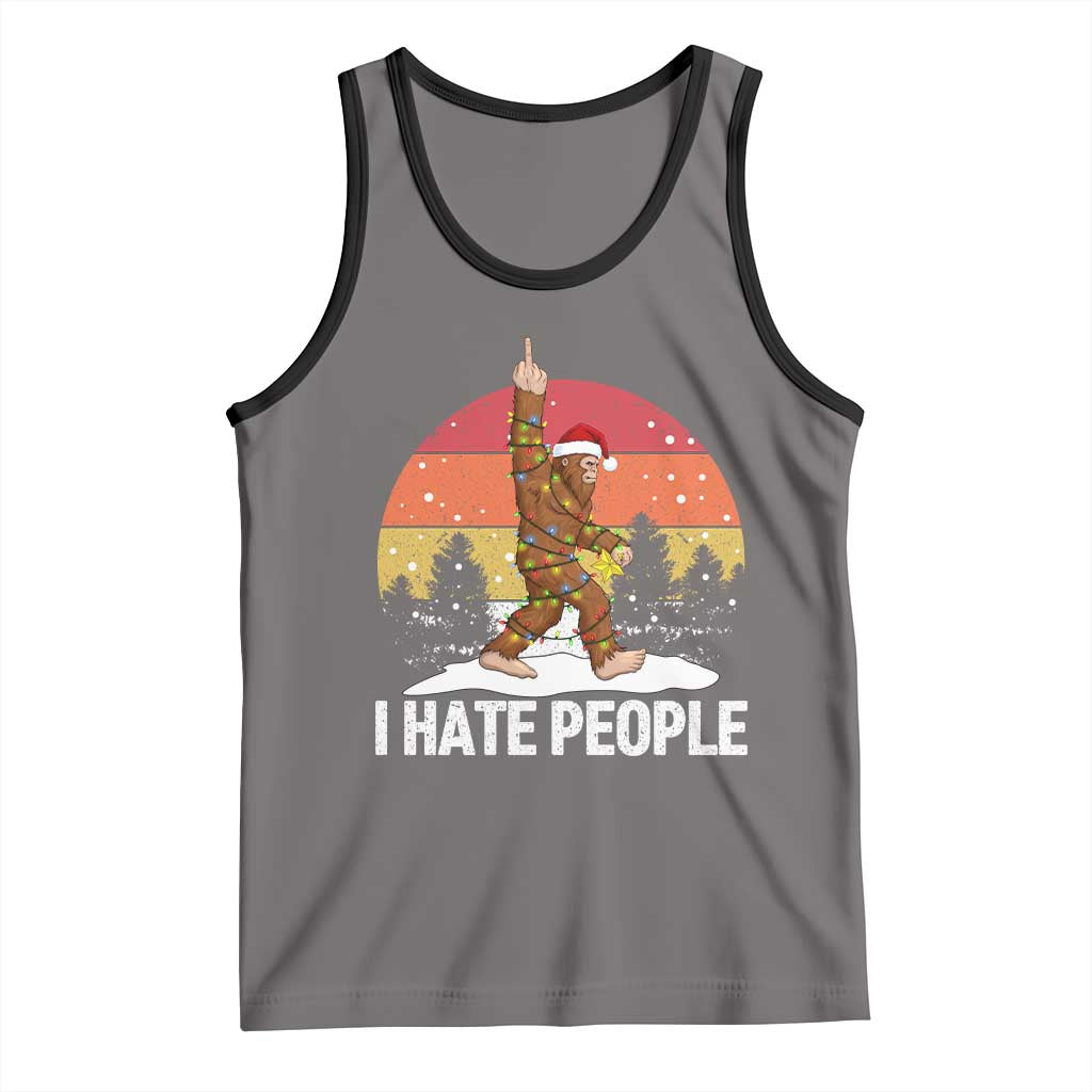 Funny Bigfoot Christmas Tank Top I Hate People TS14 Deep Heather Black Print Your Wear