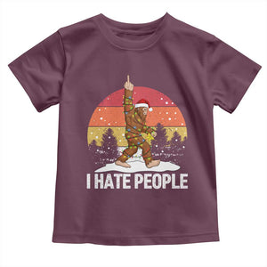 Funny Bigfoot Christmas Toddler T Shirt I Hate People TS14 Maroon Print Your Wear
