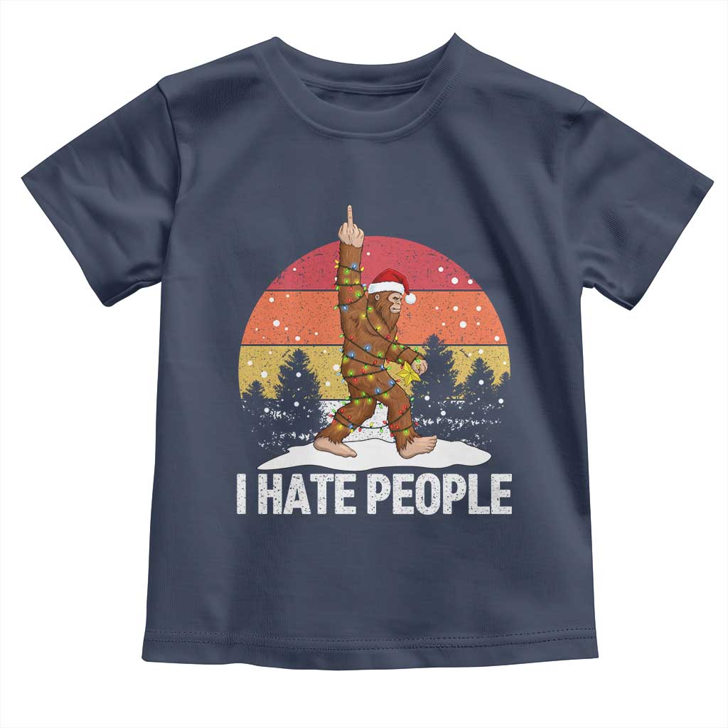 Funny Bigfoot Christmas Toddler T Shirt I Hate People TS14 Navy Print Your Wear