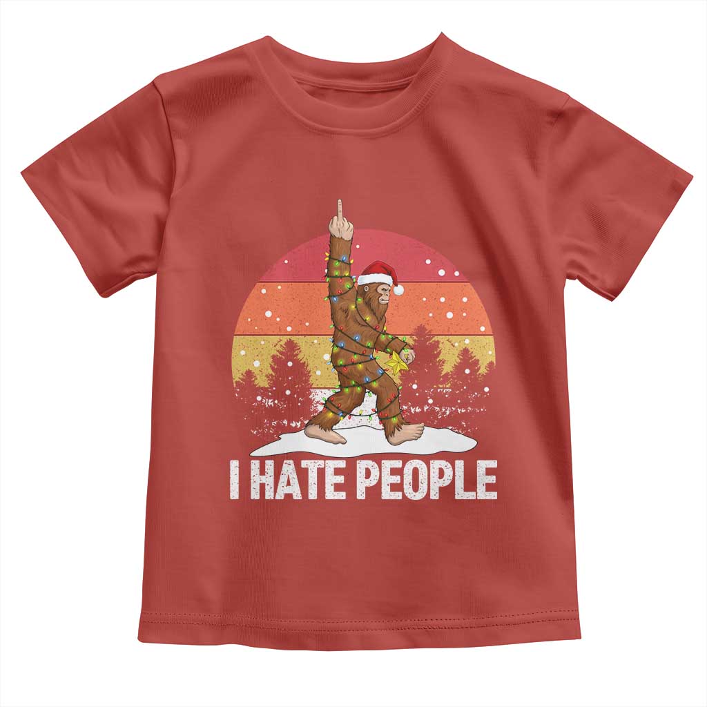 Funny Bigfoot Christmas Toddler T Shirt I Hate People TS14 Red Print Your Wear