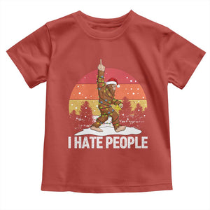 Funny Bigfoot Christmas Toddler T Shirt I Hate People TS14 Red Print Your Wear
