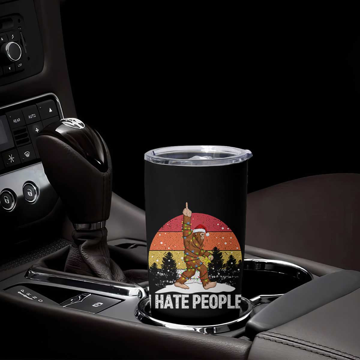 Funny Bigfoot Christmas Tumbler Cup I Hate People TS14 Print Your Wear