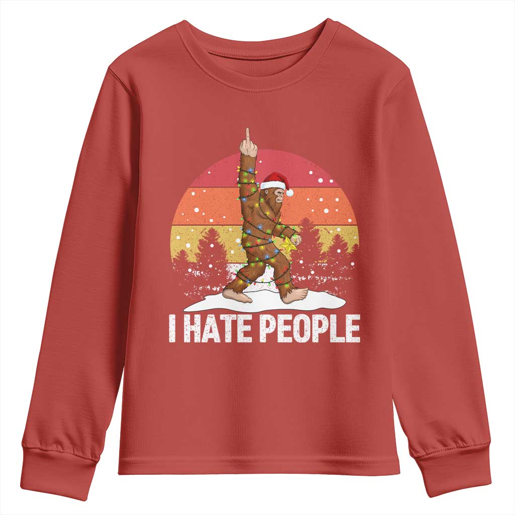 Funny Bigfoot Christmas Youth Sweatshirt I Hate People TS14 Red Print Your Wear