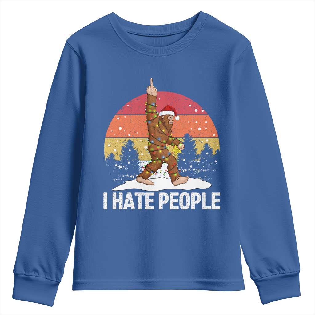 Funny Bigfoot Christmas Youth Sweatshirt I Hate People TS14 Royal Blue Print Your Wear