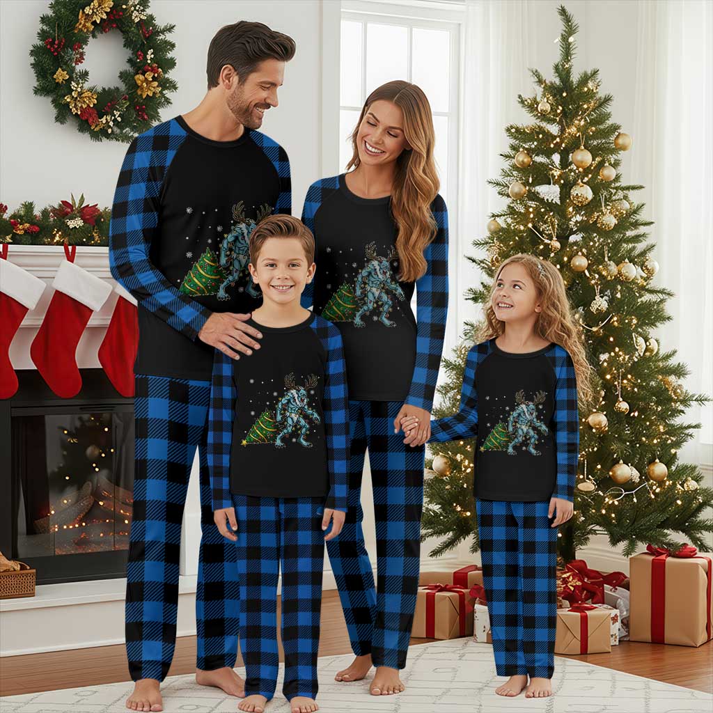 Wendigo Monster Plaid Pajama Set Cryptid Mythical Christmas TS14 Blue Plaid Print Your Wear