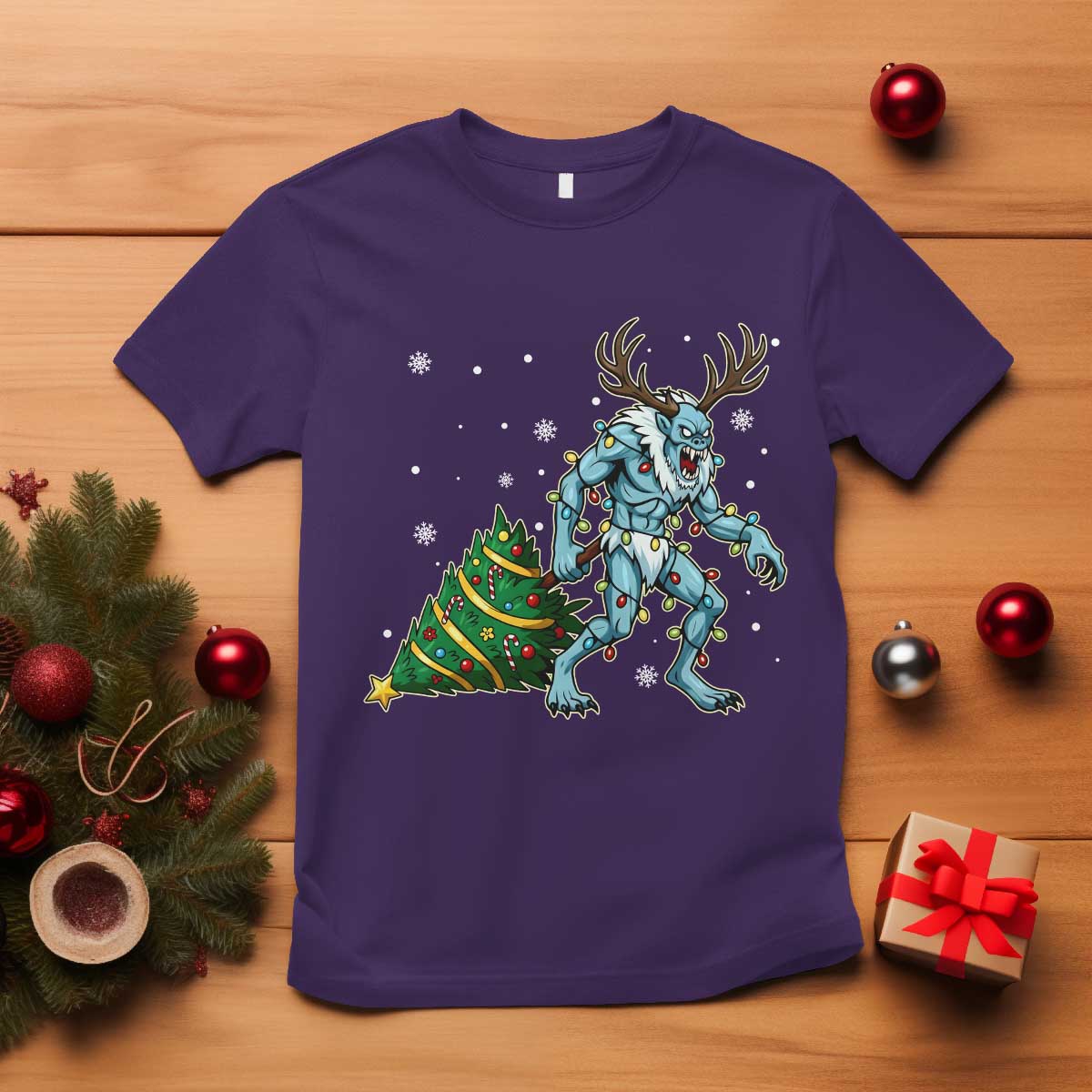 Wendigo Monster T Shirt Cryptid Mythical Christmas TS14 Purple Print Your Wear