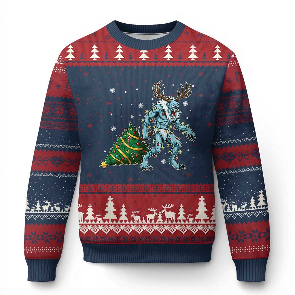 Wendigo Monster Ugly Christmas Sweater Cryptid Mythical Xmas TS14 Navy Red Print Your Wear