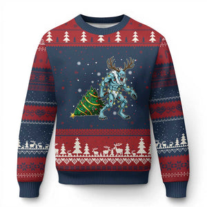 Wendigo Monster Ugly Christmas Sweater Cryptid Mythical Xmas TS14 Navy Red Print Your Wear