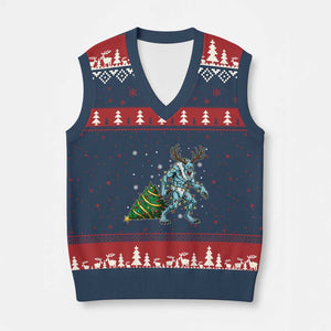 Wendigo Monster V-Neck Knit Sweater Vest Cryptid Mythical Xmas TS14 Navy Red Print Your Wear