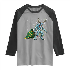 Wendigo Monster Raglan Shirt Cryptid Mythical Christmas TS14 Sport Gray Black Print Your Wear