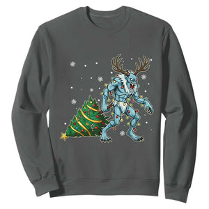 Wendigo Monster Sweatshirt Cryptid Mythical Christmas TS14 Dark Heather Print Your Wear