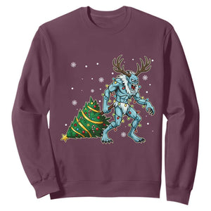 Wendigo Monster Sweatshirt Cryptid Mythical Christmas TS14 Maroon Print Your Wear