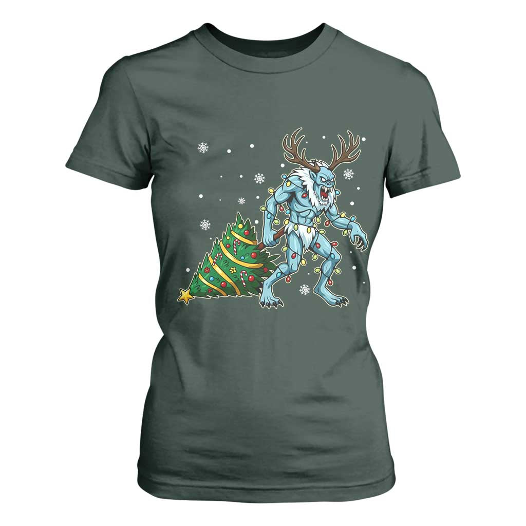 Wendigo Monster T Shirt For Women Cryptid Mythical Christmas TS14 Dark Forest Green Print Your Wear