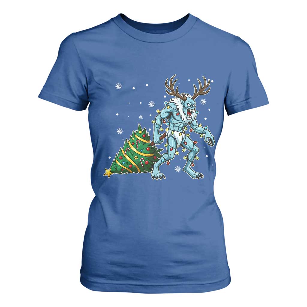 Wendigo Monster T Shirt For Women Cryptid Mythical Christmas TS14 Royal Blue Print Your Wear