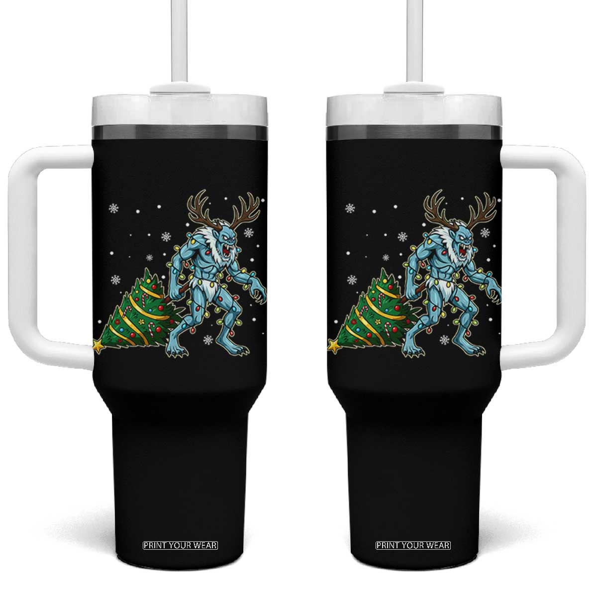 Wendigo Monster Tumbler With Handle Cryptid Mythical Christmas TS14 One Size: 40 oz Black Print Your Wear