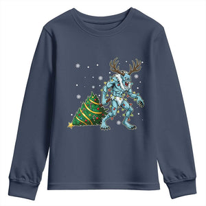 Wendigo Monster Youth Sweatshirt Cryptid Mythical Christmas TS14 Navy Print Your Wear