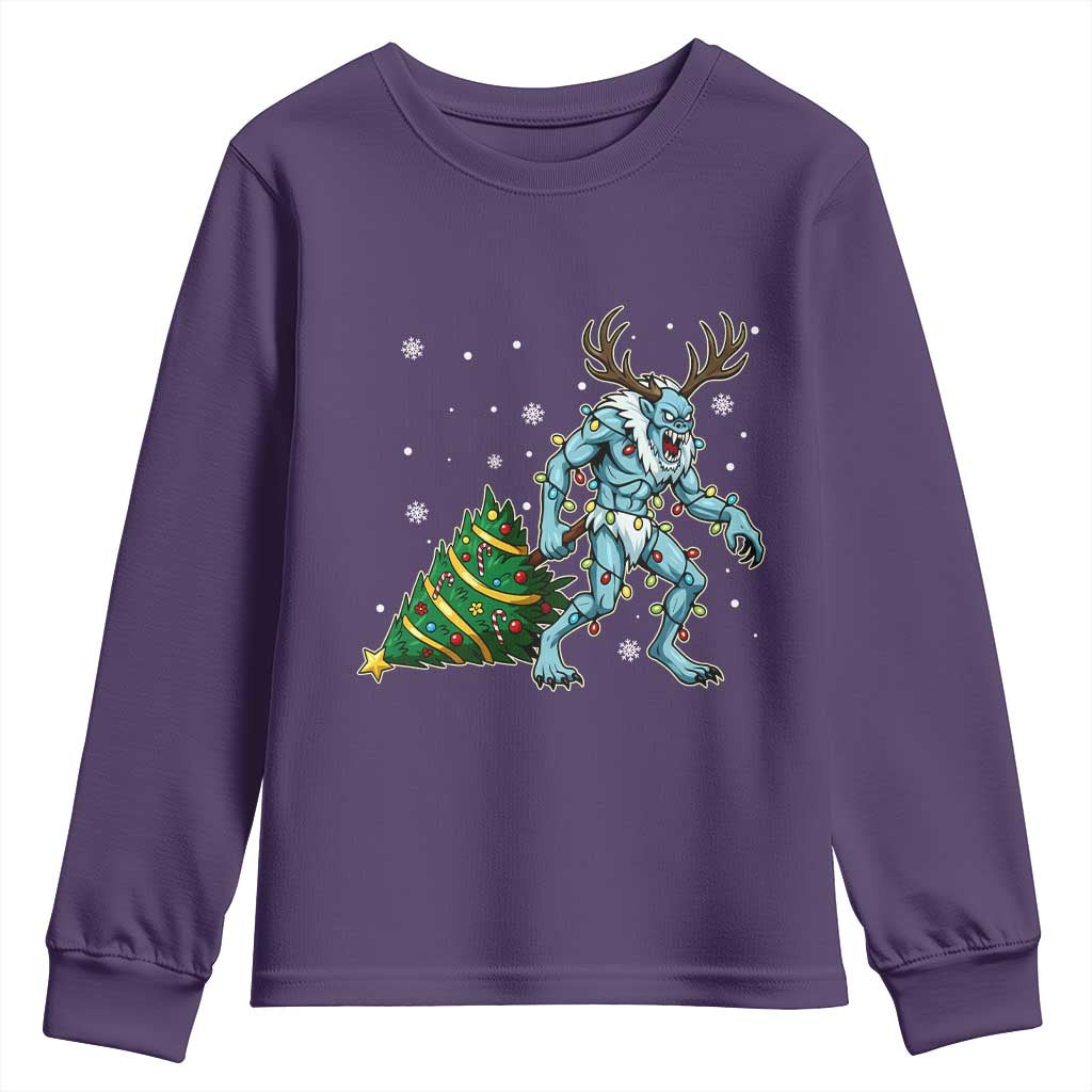 Wendigo Monster Youth Sweatshirt Cryptid Mythical Christmas TS14 Purple Print Your Wear