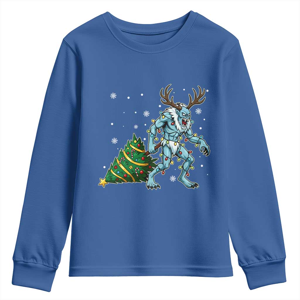 Wendigo Monster Youth Sweatshirt Cryptid Mythical Christmas TS14 Royal Blue Print Your Wear