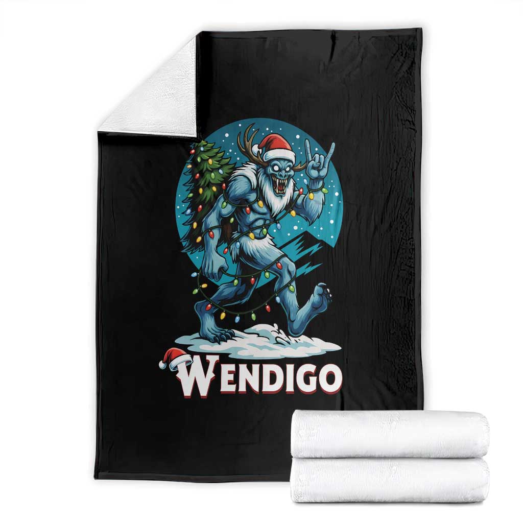 Funny Wendigo Monster Christmas Throw Blanket Rock On Hand Meme Xmas TS14 Black Print Your Wear