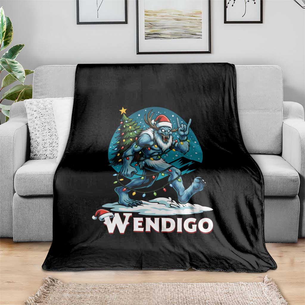 Funny Wendigo Monster Christmas Throw Blanket Rock On Hand Meme Xmas TS14 Print Your Wear