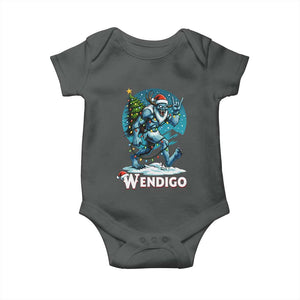 Funny Wendigo Monster Christmas Baby Onesie Rock On Hand Meme Xmas TS14 Dark Heather Print Your Wear