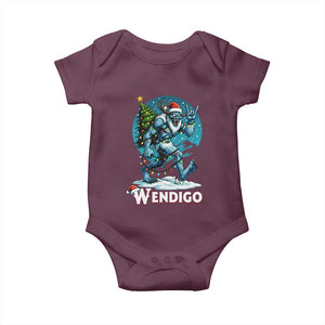Funny Wendigo Monster Christmas Baby Onesie Rock On Hand Meme Xmas TS14 Maroon Print Your Wear