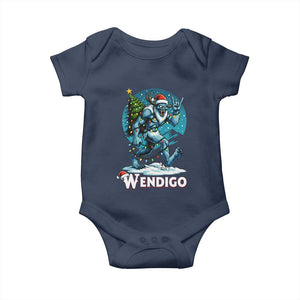 Funny Wendigo Monster Christmas Baby Onesie Rock On Hand Meme Xmas TS14 Navy Print Your Wear