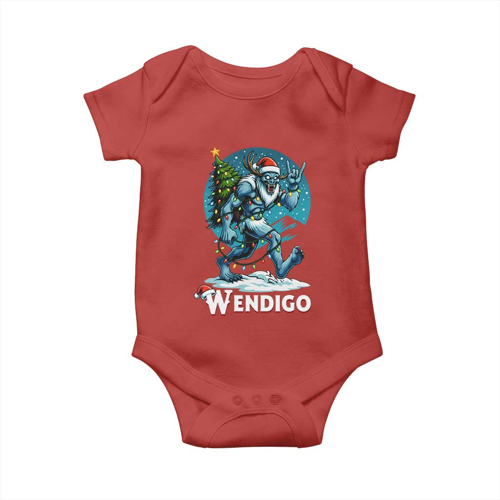Funny Wendigo Monster Christmas Baby Onesie Rock On Hand Meme Xmas TS14 Red Print Your Wear