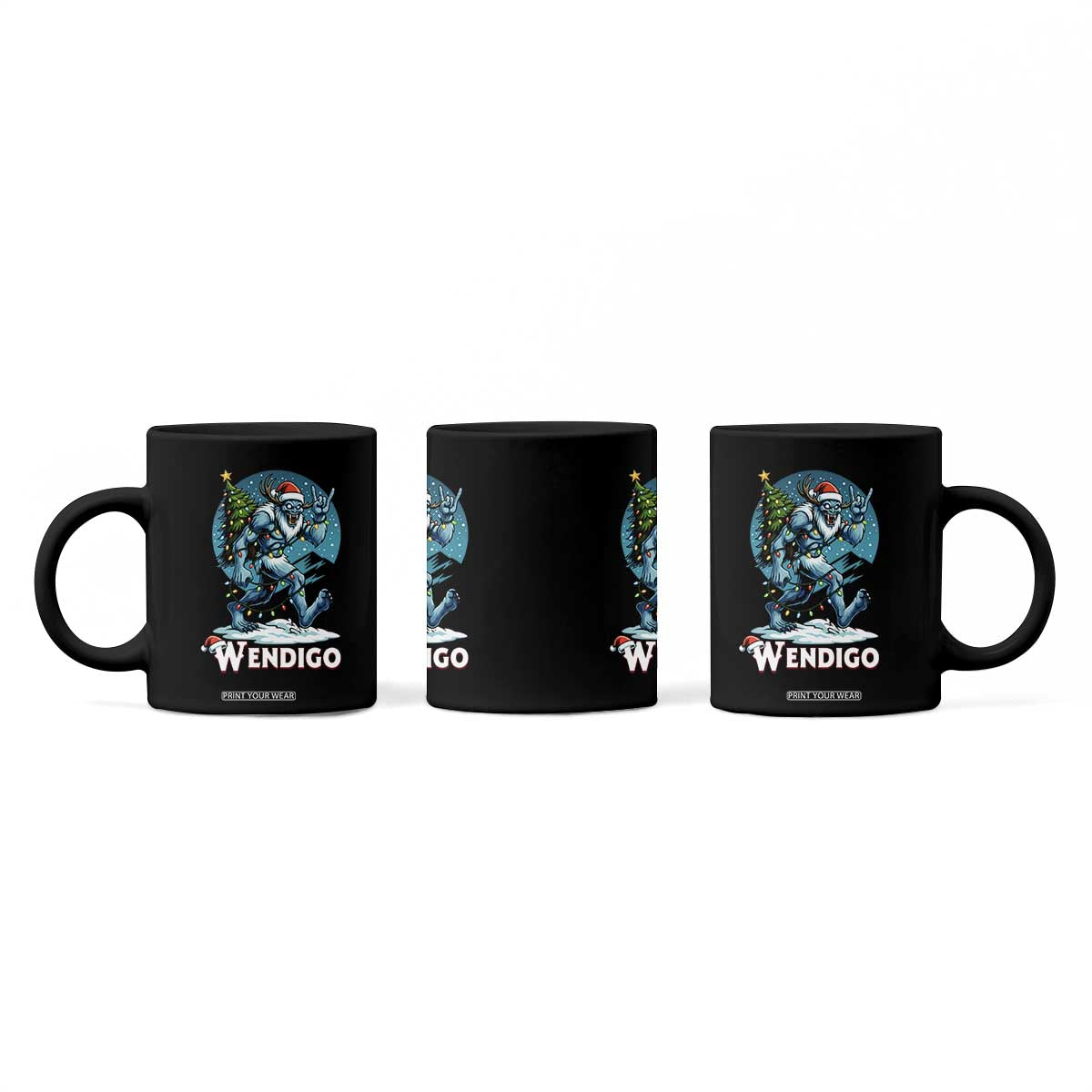 Funny Wendigo Monster Christmas Coffee Mug Rock On Hand Meme Xmas TS14 Print Your Wear