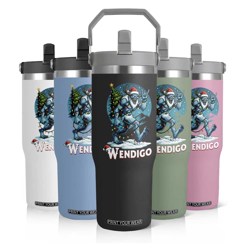 Funny Wendigo Monster Christmas Flip Straw Tumbler Rock On Hand Meme Xmas TS14 Print Your Wear