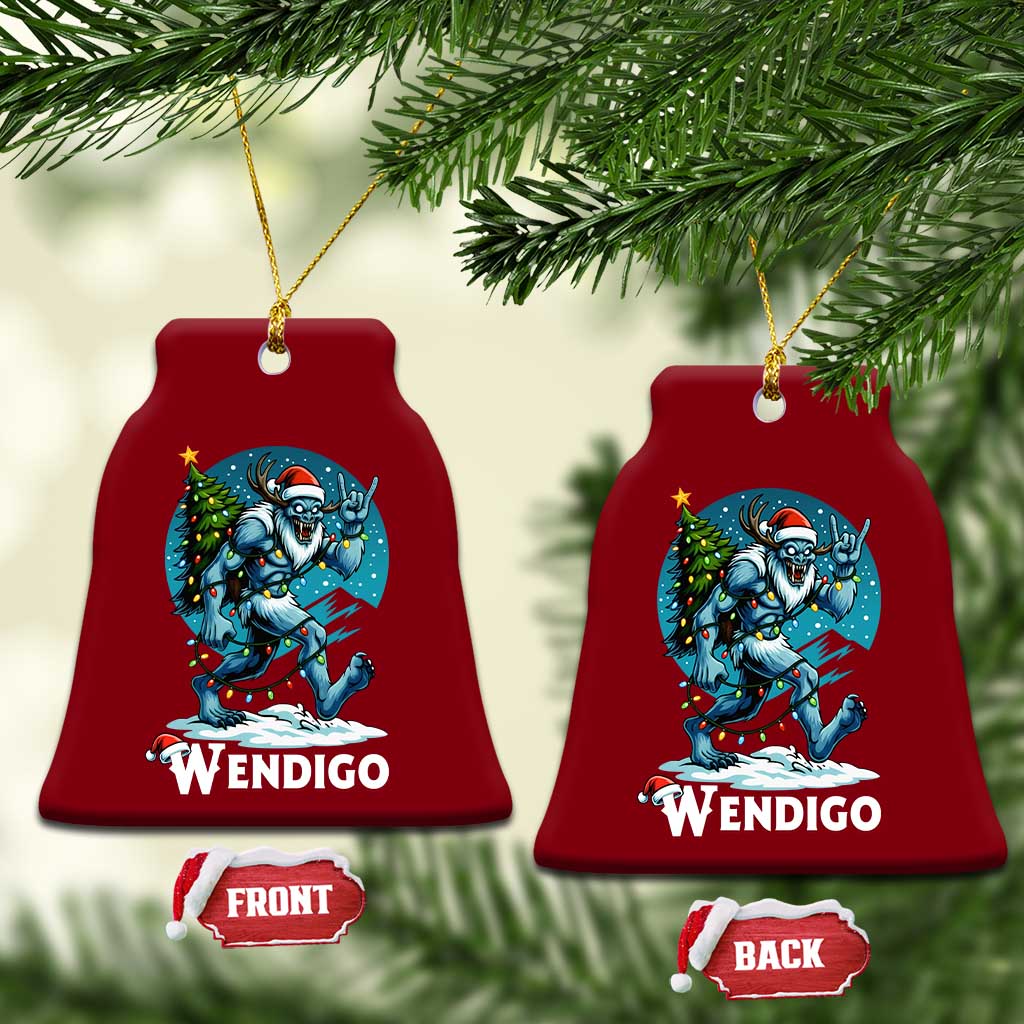 Funny Wendigo Monster Xmas Ceramic Ornament Rock On Hand Meme Xmas TS14 Print Your Wear